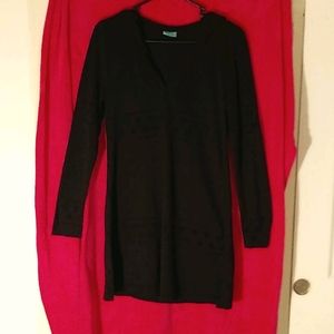 Hooded black Rib Knit mini dress